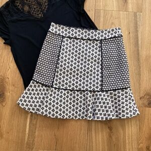 Ann Taylor Loft Skirt NWT Fit and Flair BLACK WHITE